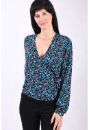 Bluza Dama Yas Yasselma Wrap Black Small Flowers